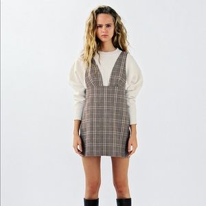 Zara Plaid Pinafore Dress